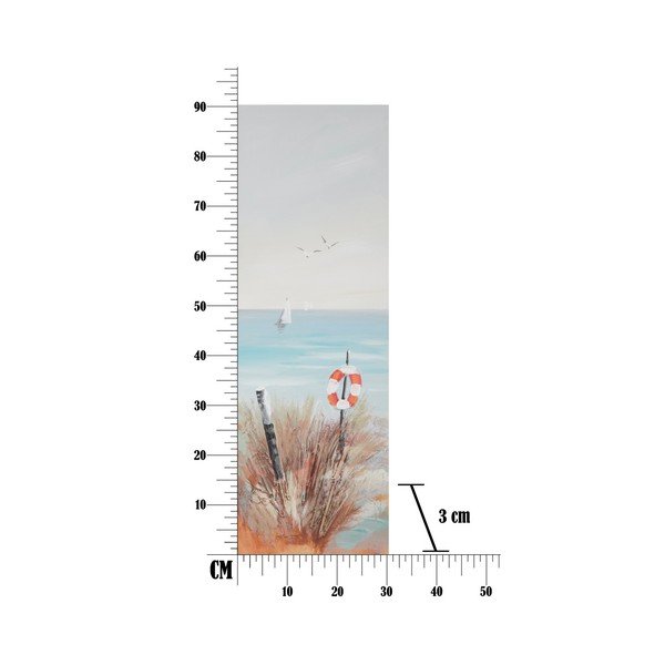 Ročno poslikana slika v okvirju iz borovega lesa Mauro Ferretti Beach Lifebuoy, 30 x 90 cm-image-2