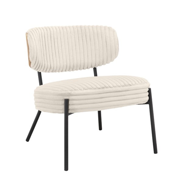 Kremno bel fotelj z naslonjalom za noge iz rebrastega žameta Jerry – Støraa-image-4