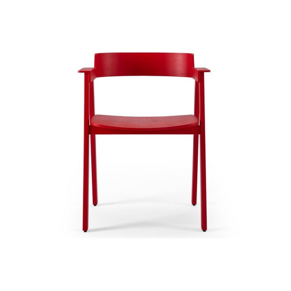 Rdeč jedilni stol z nasloni za roke iz masivnega hrasta Flip – Gazzda-image-2