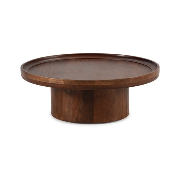 Temno rjava okrogla klubska mizica iz masivnega manga 80x80 cm Giselle – MOME