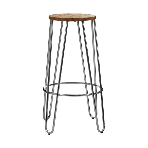 Barsko stol iz masivnega bresta v srebrni barvi/v naravni barvi (višina sedeža 75 cm) District – Premier Housewares