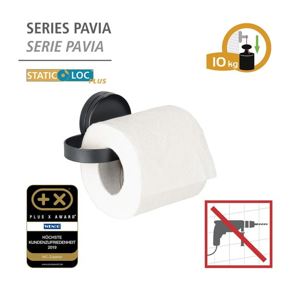 Črno držalo za toaletni papir Wenko Static-Loc® Pavia-image-4