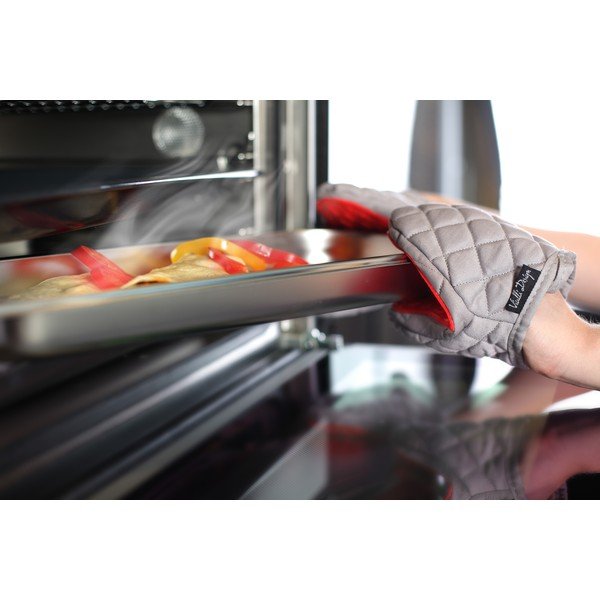 Rdeče-siva bombažna kuhinjska rokavica s silikonom Vialli Design Hot Touch-image-1