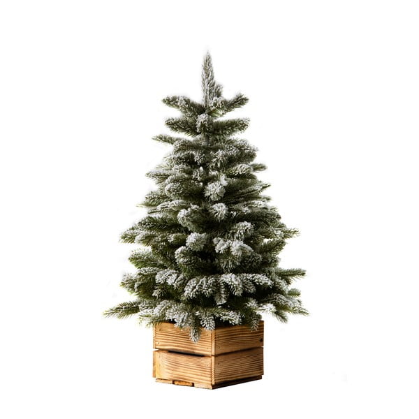 Umetno zasneženo božično drevo v lesenem lončku Dakls, višina 65 cm