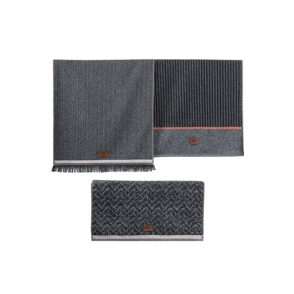 Antracitno sive brisače v kompletu 3 ks 50x90 cm Denim – Foutastic