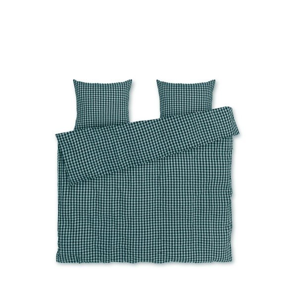 Zelena/modra podaljšana posteljnina za zakonsko posteljo iz krepa 200x220 cm Bæk&Bølge – JUNA