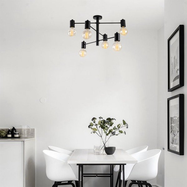 Črna stropna svetilka za 6 žarnic Opviq lights Hexa-image-4