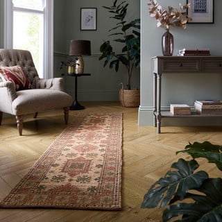 Ročno tkana preproga iz mešanice jute v rožnati in barvi terakote 60x230 cm Lana Jute – Flair Rugs