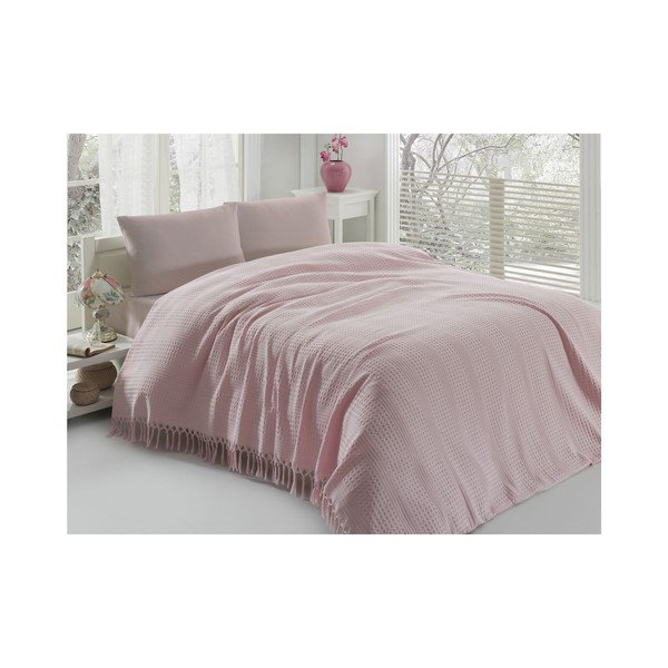 Bombažno pregrinjalo za zakonsko posteljo Pique Powder, 220 x 240 cm-image-1