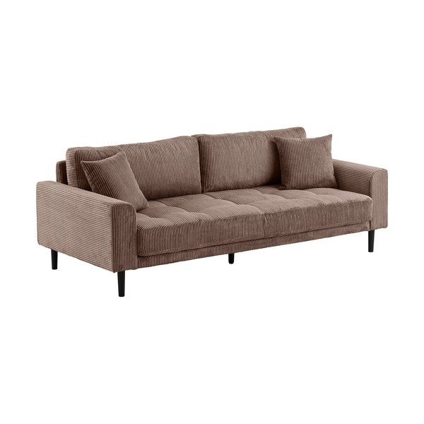 Rjava sedežna garnitura iz rebrastega žameta 210 cm Lido – House Nordic-image-2