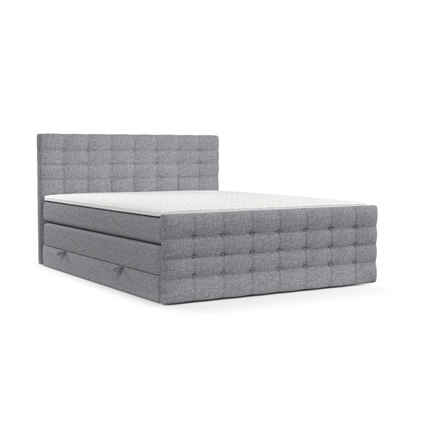 Siva boxspring postelja s prostorom za shranjevanje 200x200 cm Blend – Maison de Rêve