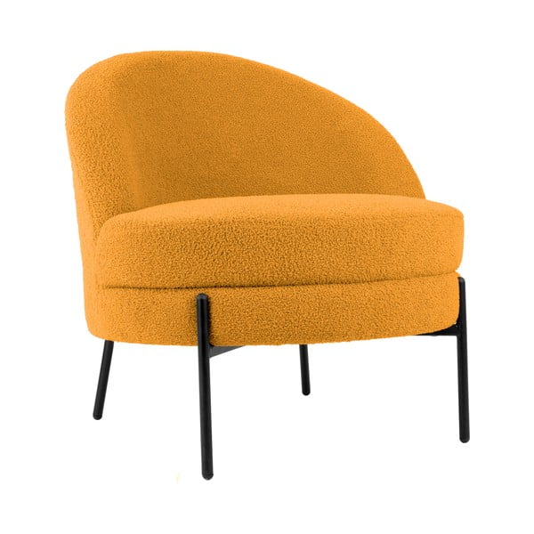 Oker rumen fotelj iz tkanine bouclé Noble – Leitmotiv