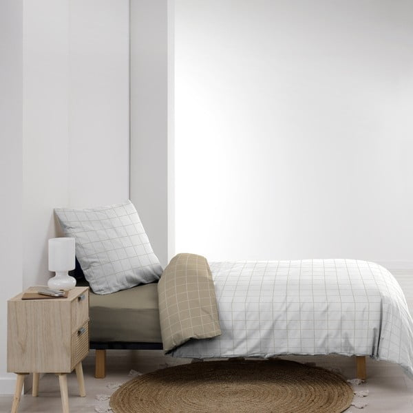 Belo-bež enojna bombažna posteljnina 140x200 cm Cadria – douceur d'intérieur-image-4