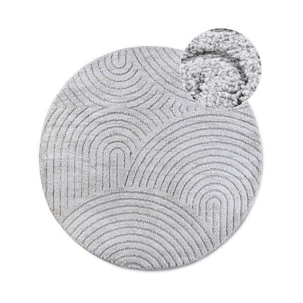 Svetlo siva okrogla preproga ø 160 cm Panglao New York Light Grey – Elle Decoration