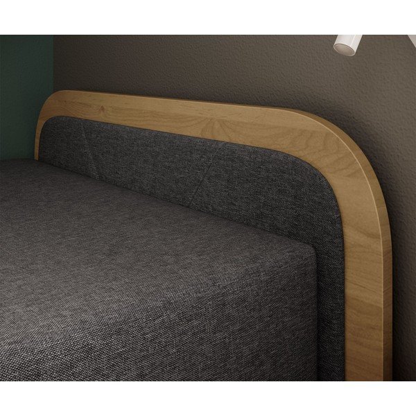 Oker rumena/temno siva oblazinjena postelja iz iverne plošče s prostorom za shranjevanje in z vzmetnico 80x190 cm Parys – ELTAP-image-4