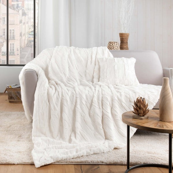 Kremno bela odeja iz mikropliša 180x220 cm Foxy – douceur d'intérieur-image-1