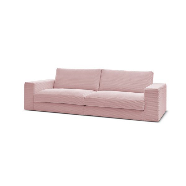 Rožnata sedežna garnitura iz rebrastega žameta 274 cm Leonard – Bobochic Paris-image-3