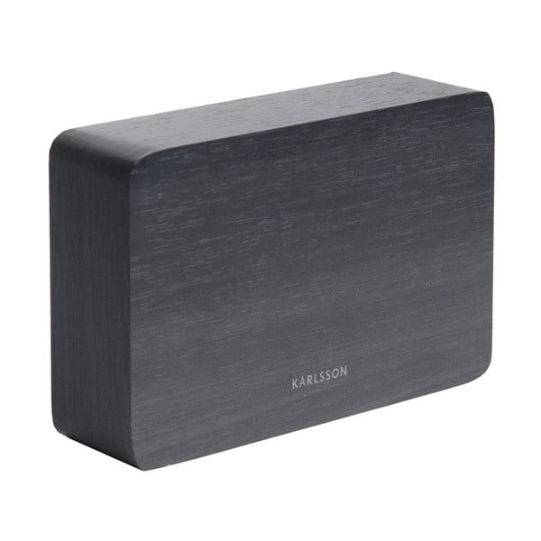 Črna budilka v lesenem dekorju Karlsson Square, 15 x 10 cm-image-1