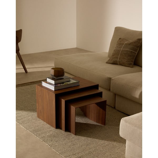 Stranske mizice v orehovem dekorju v kompletu 3 ks 40x60 cm Litto – Kave Home-image-2