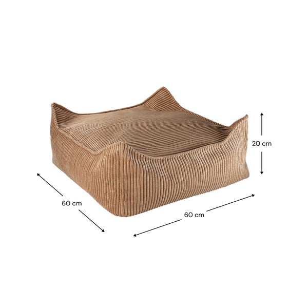Rjava otroška vreča za sedenje iz rebrastega žameta Square – Wigiwama-image-4