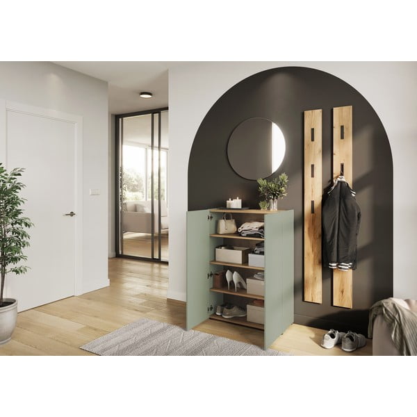 Svetlo zelen set za hodnik v hrastovem dekorju 104x200x33 cm Alviano – Germania-image-2