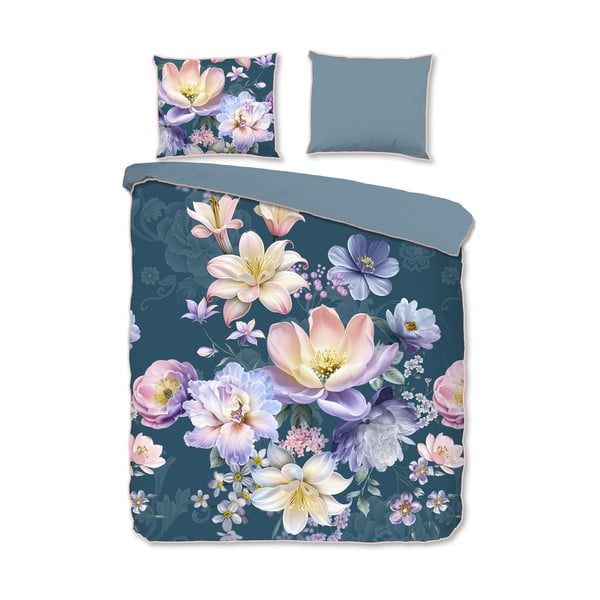 Modra posteljnina za zakonsko posteljo/podaljšana iz bombažnega satena 200x220 cm Mirery – Descanso