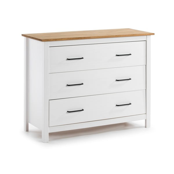 Bela nizka komoda iz masivnega bora 100x80 cm Miranda – Marckeric-image-2