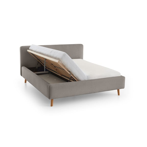 Svetlo siva oblazinjena zakonska postelja brez letvenega dna 140x200 cm Mattis – Meise Möbel-image-3