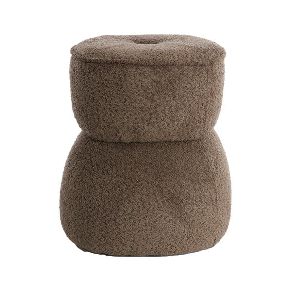 Rjav tabure iz tkanine bouclé Leyla – Light & Living