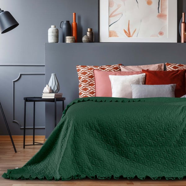 Zeleno pregrinjalo za posteljo AmeliaHome Tilia, 240 x 220 cm