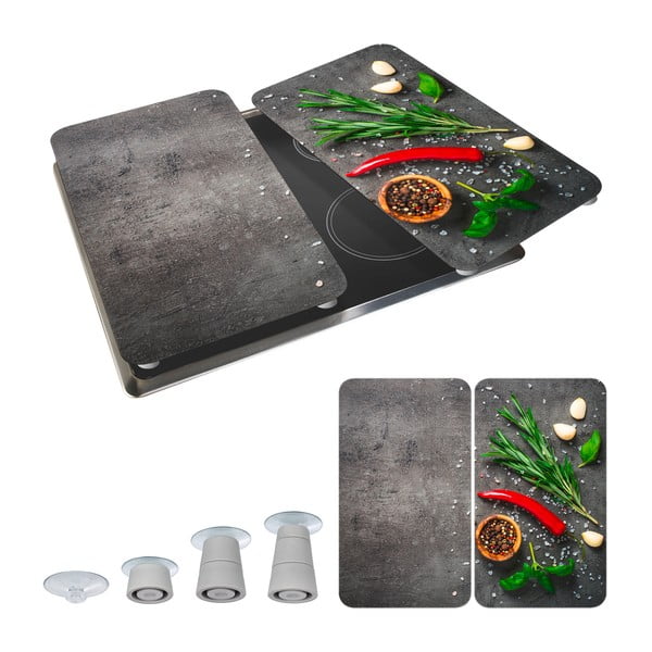 Plošča za štedilnik iz kaljenega stekla v kompletu 2 kos 52x30 cm Rosemary - Maximex-image-2