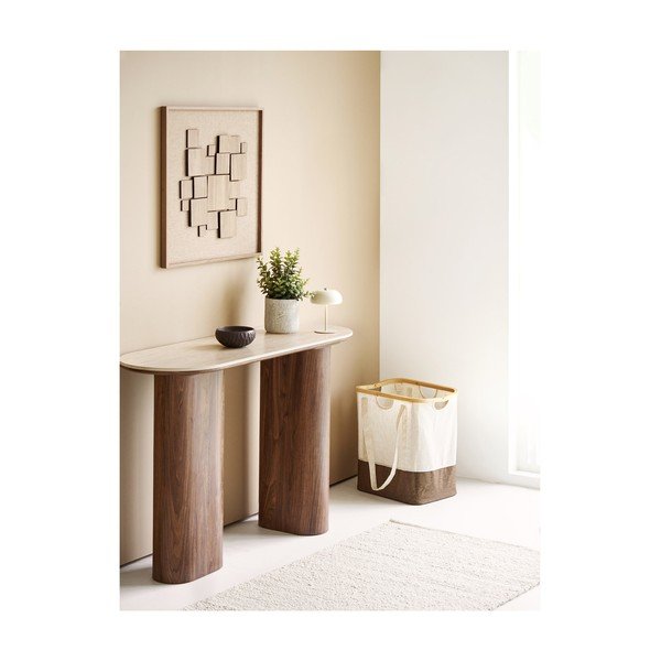 Bež/temno rjava stranska mizica s keramično ploščo 40x120 cm Delphi – House Nordic-image-1