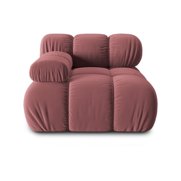 Rožnata žametna modularna sedežna garnitura (levi kot) Bellis – Micadoni Home