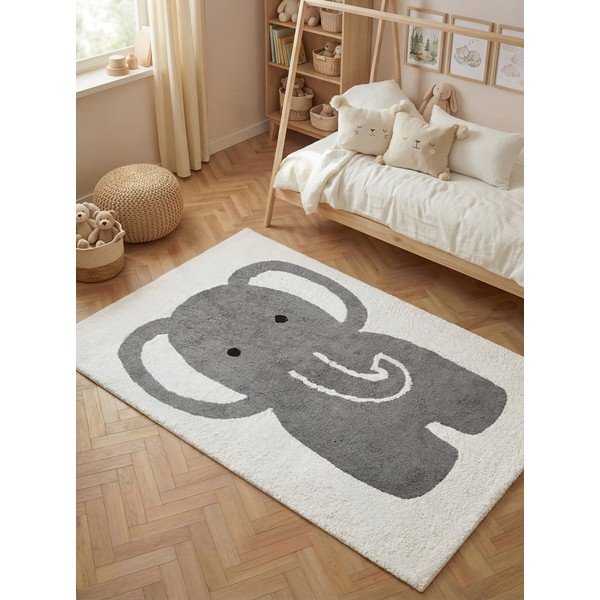 Siva/kremno bela pralna/ročno tkana bombažna otroška preproga 140x200 cm Snuggle Emil – Hanse Home-image-1