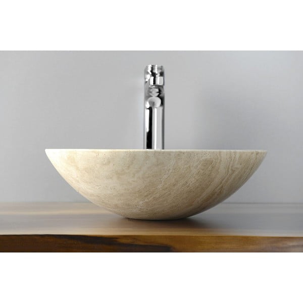 Kremno bel kamnit okrogel umivalnik ø 40 cm Blok 1 – Sapho-image-2