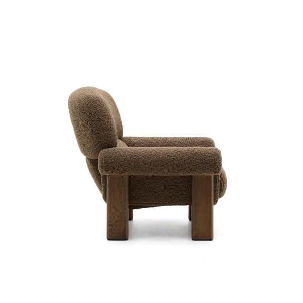 Rjav fotelj iz tkanine bouclé Nema – Kave Home-image-2