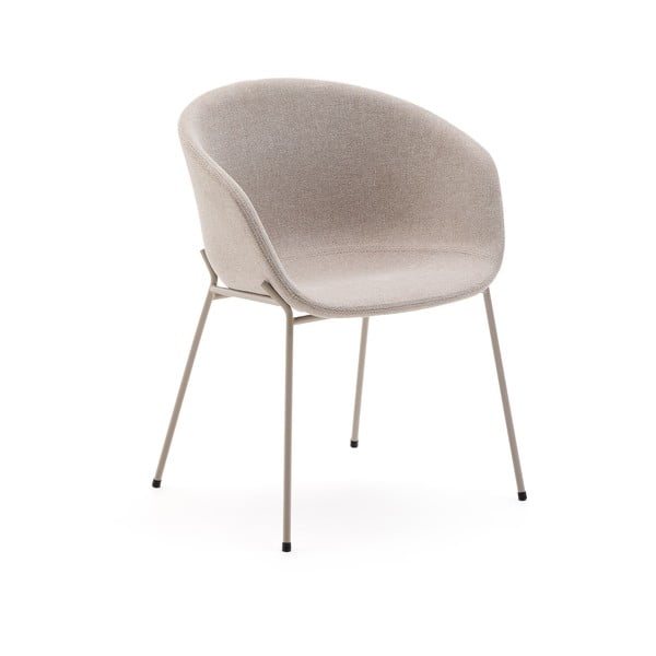 Bež oblazinjen jedilni stol z nasloni za roke Yvette – Kave Home