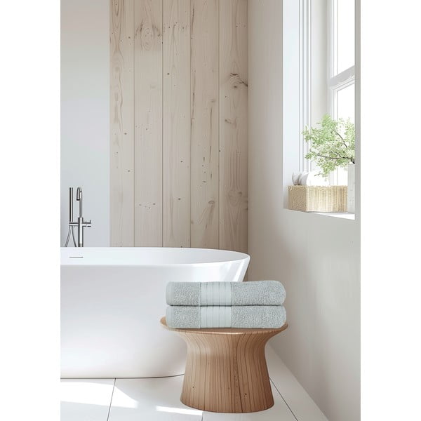 Svetlo sive frotirne bombažne brisače v kompletu 2 ks 70x140 cm – Good Morning-image-4