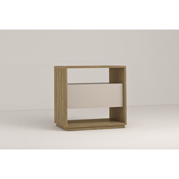 Kremno bela/v naravni barvi nočna omarica v hrastovem dekorju Dennis – Marckeric-image-1