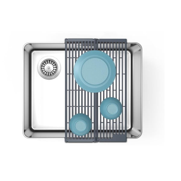 Siv plastičen nastavljiv odcejalnik za pomivalno korito 43x13 cm Platform – Joseph Joseph-image-4