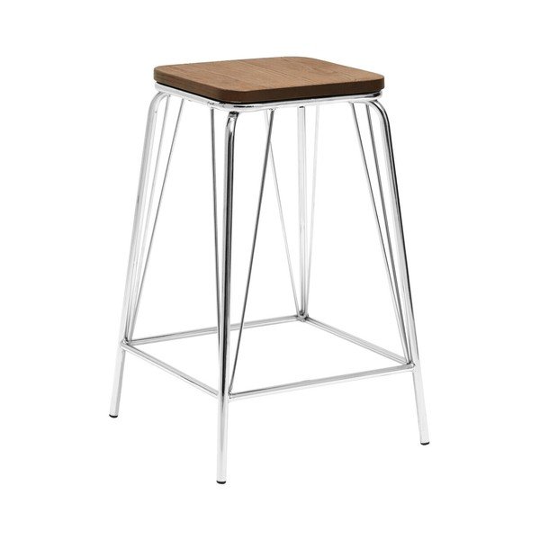 Stolček iz masivnega bresta v srebrni barvi/v naravni barvi District – Premier Housewares