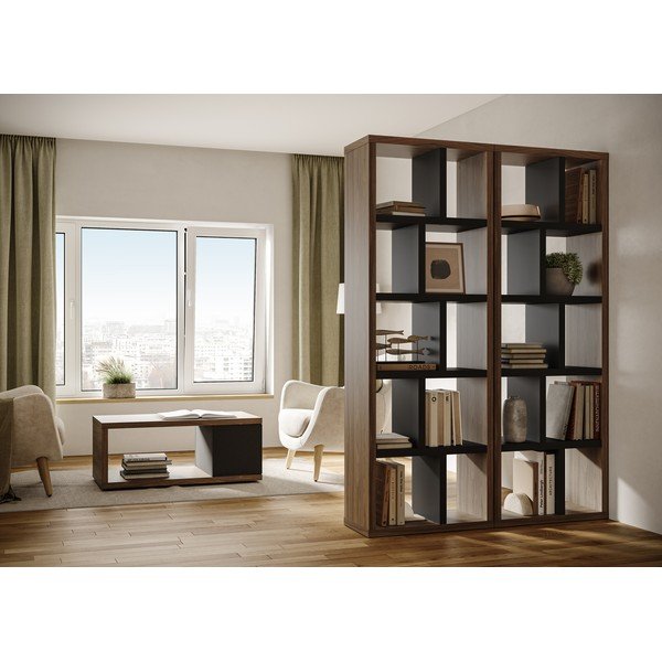 Črn/rjav regal v orehovem dekorju 70x198 cm Berlin – TemaHome-image-1