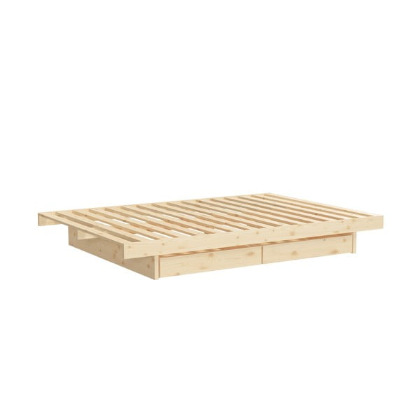 Zakonska postelja iz borovega lesa s prostorom za shranjevanje Karup Design Kanso, 140 x 200 cm