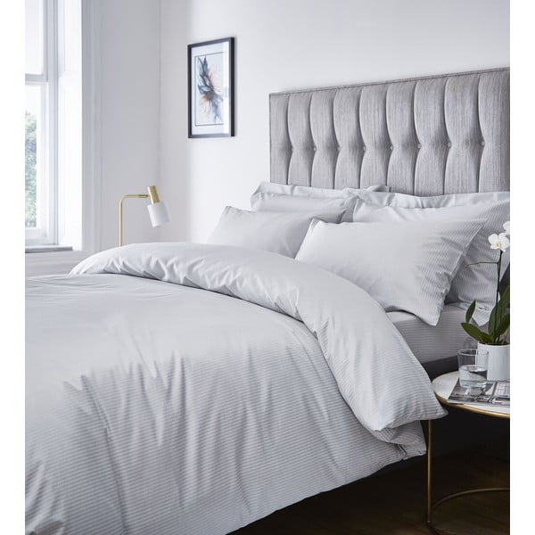 Siva posteljnina 135x200 cm Satin Stripe - Catherine Lansfield