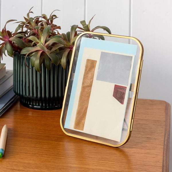 Kovinski stoječ okvir v zlati barvi 14x18 cm – Rex London-image-1