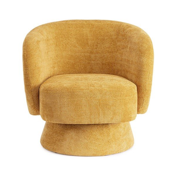 Gorčično rumen vrtljiv fotelj iz šenilje Julienne – Bizzotto-image-2