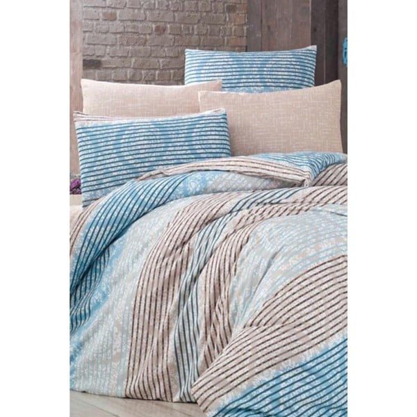 Modro-rjava podaljšana posteljnina z rjuho Antique - Mila Home