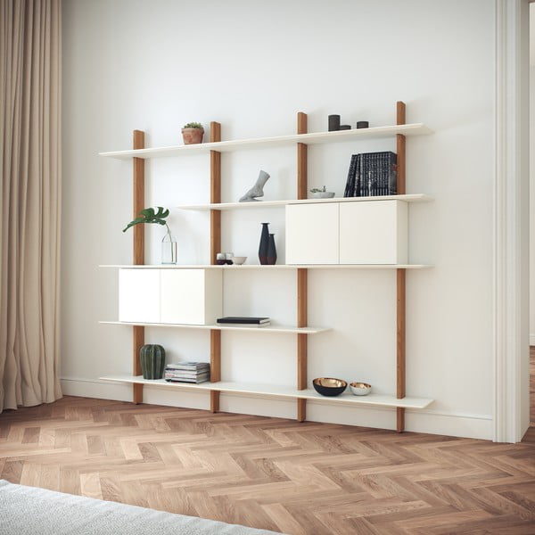 Bel sistem modularnih polic v hrastovem dekorju 224x190 cm Bridge – Tenzo-image-3