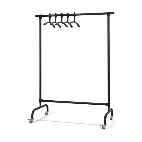 Črno kovinsko stojalo za oblačila na kolesih Luuk – Spinder Design-image-2
