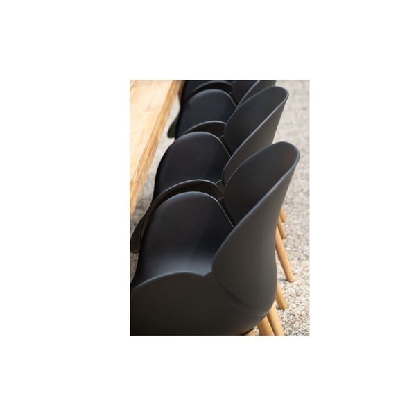 Črn vrtni stol iz masivnega lesa in plastike Tulip – Exotan